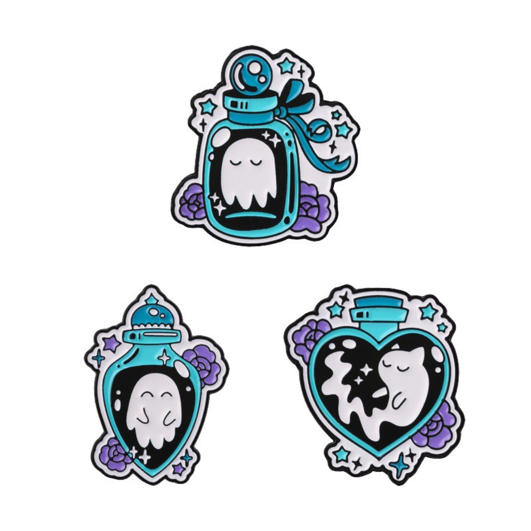 Pinori Ghost Bottle Enamel Pin Set
