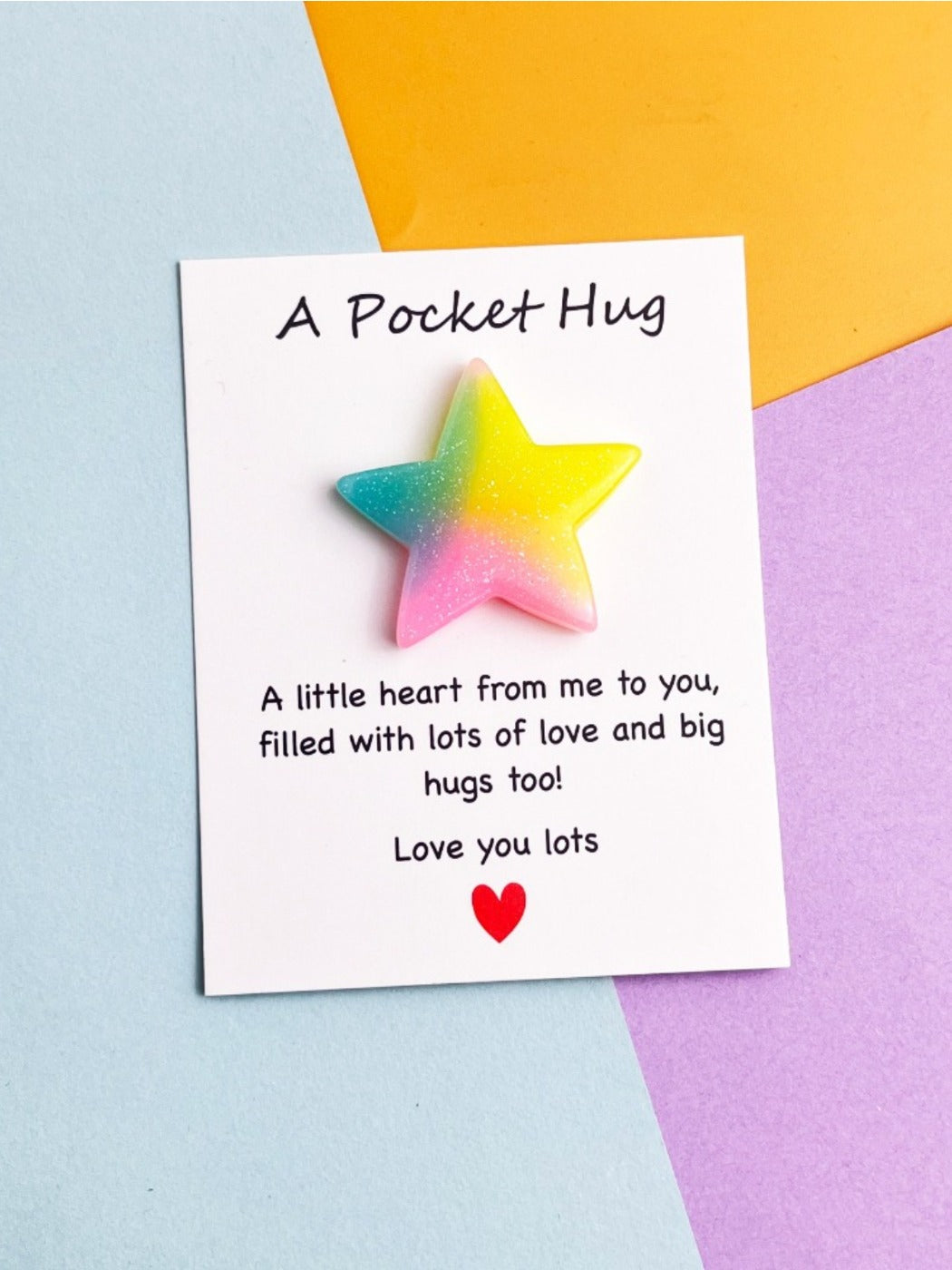 Taphug - Pocket Hug Tri Color Gradient Moon Star pocket hug card and keepsake token view 8