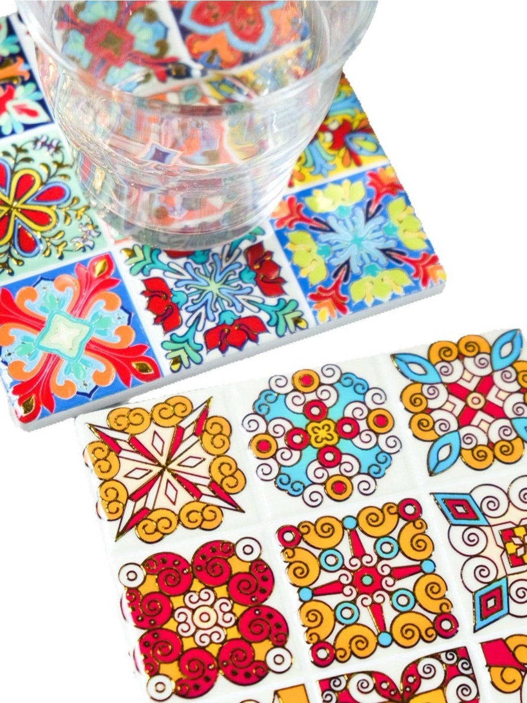 Thimara - Vintage Grid Floral Embossed Coasters