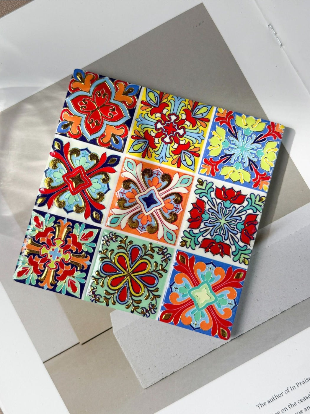 Thimara - Vintage Grid Floral Embossed Coasters