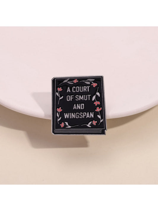 Pinori - Book Shaped Floral Alphabet Brooch