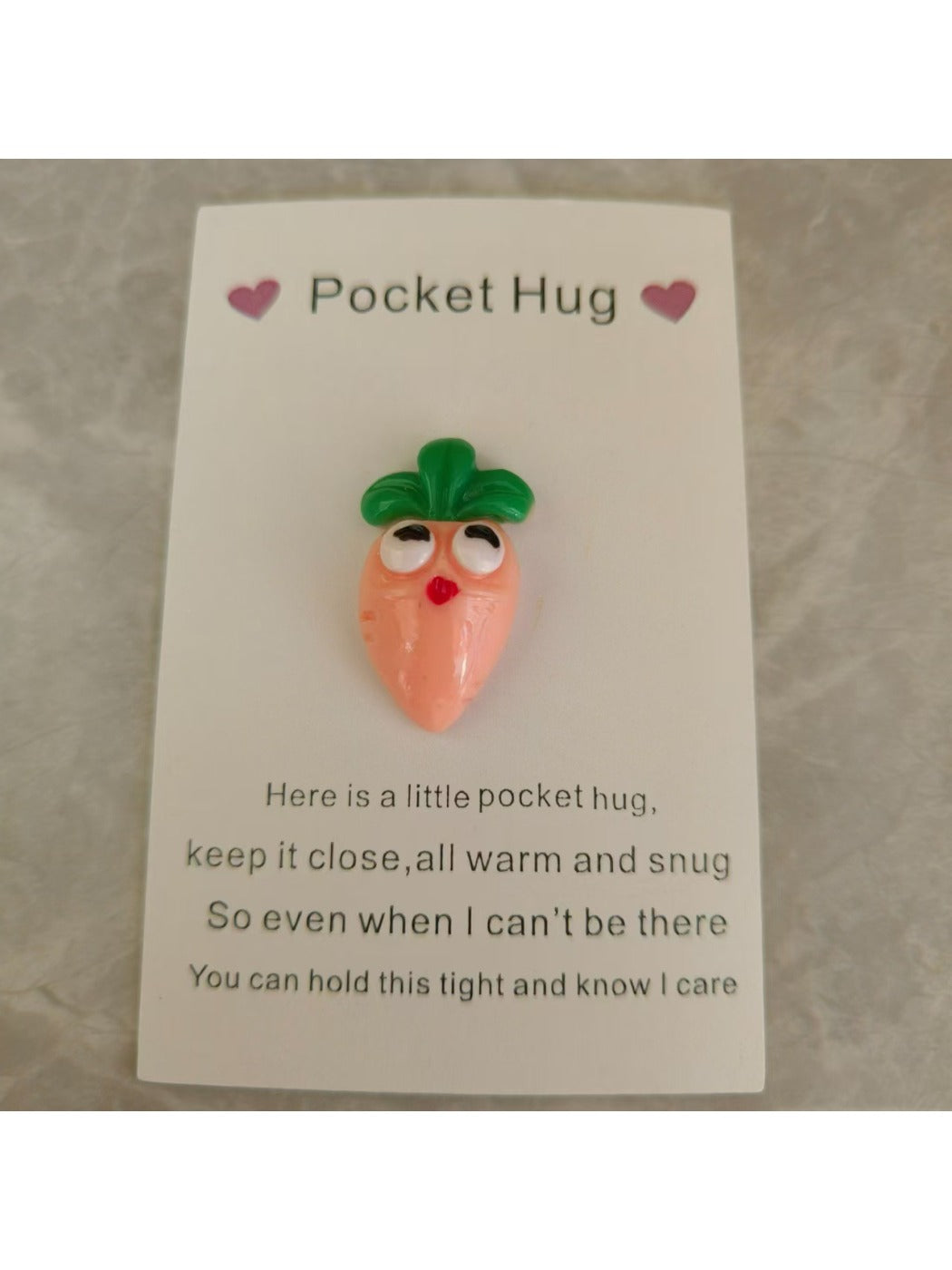 Taphug - Pocket Hug Carrot pocket hug card and keepsake token view 2