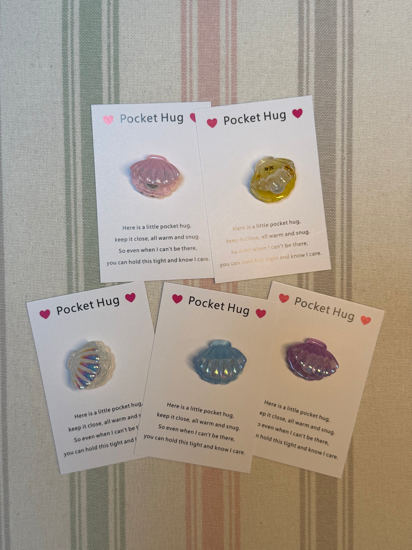 Taphug - Pocket Hug Shell and Pearl pocket hug card and keepsake token