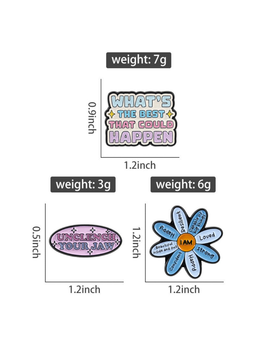 Pinori - Blue Flower Motivational Quote Brooch