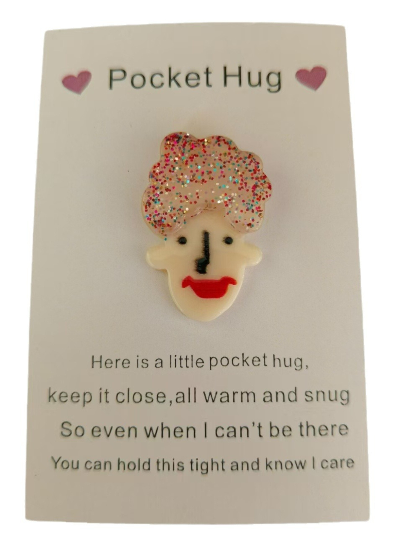 Taphug - Pocket Hug Afro Hair with Glitter Detail pocket hug card and keepsake token view 3