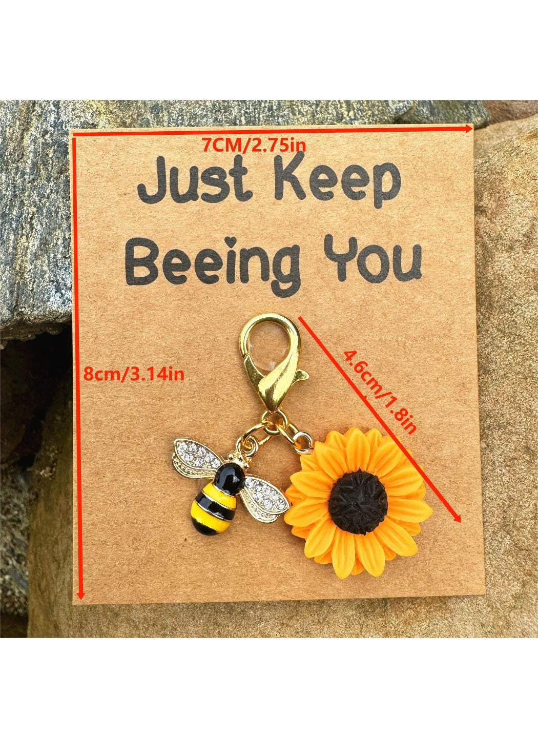 Taphug  - Alloy Pocket Hug Card Bee Sunflower Keychain