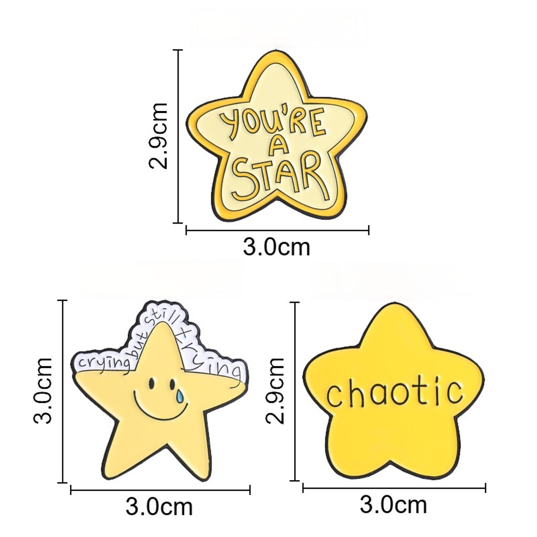 Pinori - Painted Finish Yellow Star Brooch Pin