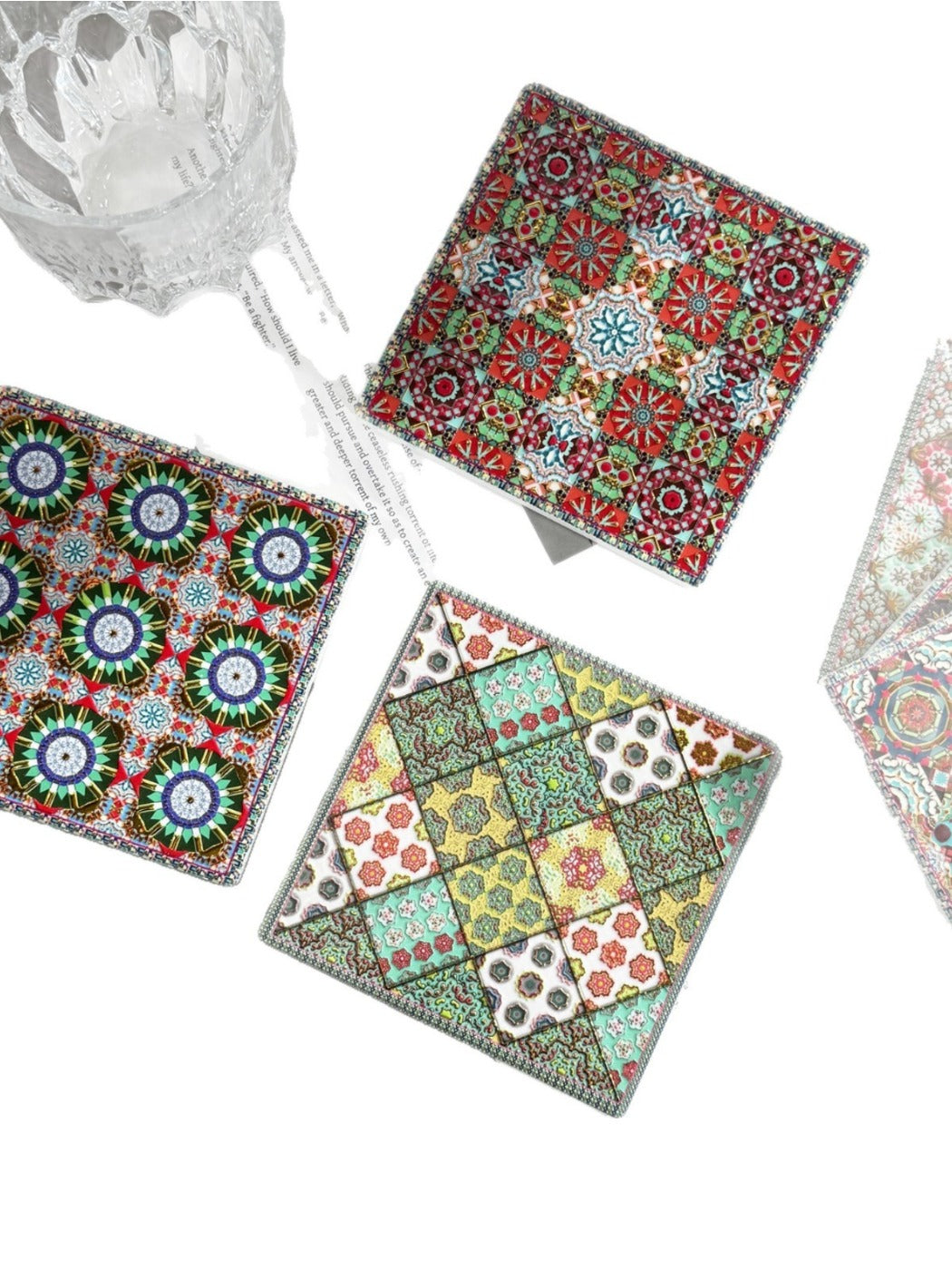 Thimara - Vintage Square Floral Ceramic Coaster Heat Resistant