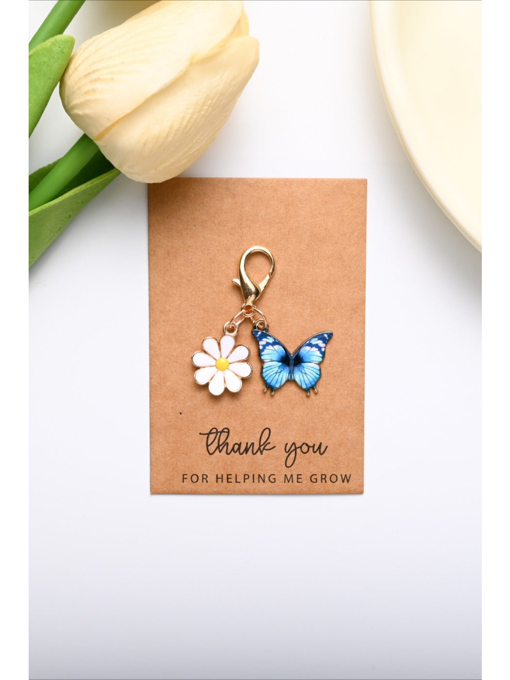 Taphug - Colorful Thank You Enamel Butterfly Daisy Keychain