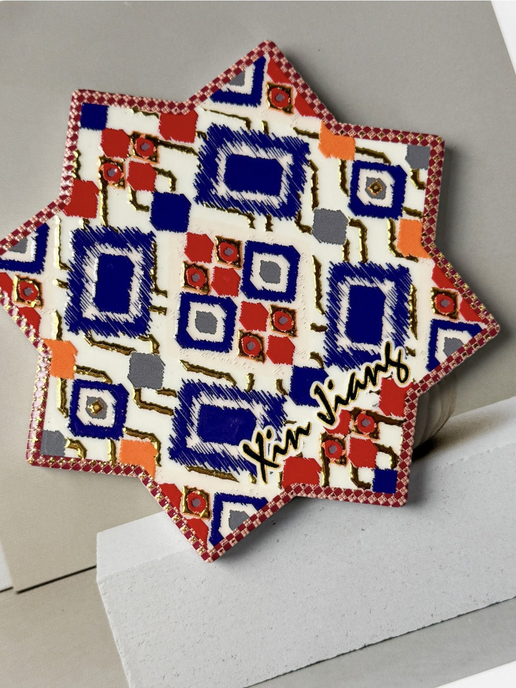 Thimara - Bohemian Aesthetic Octagonal Star  Ceramic Coaster