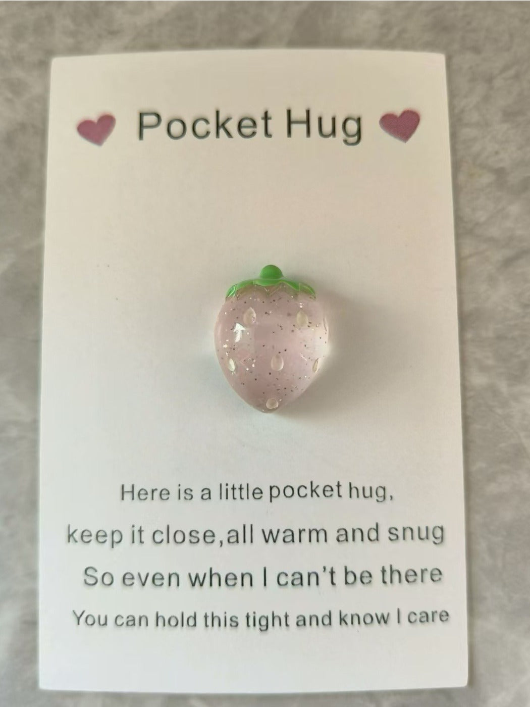 Taphug - Pocket Hug Romantic Strawberry pocket hug card and keepsake token view 3