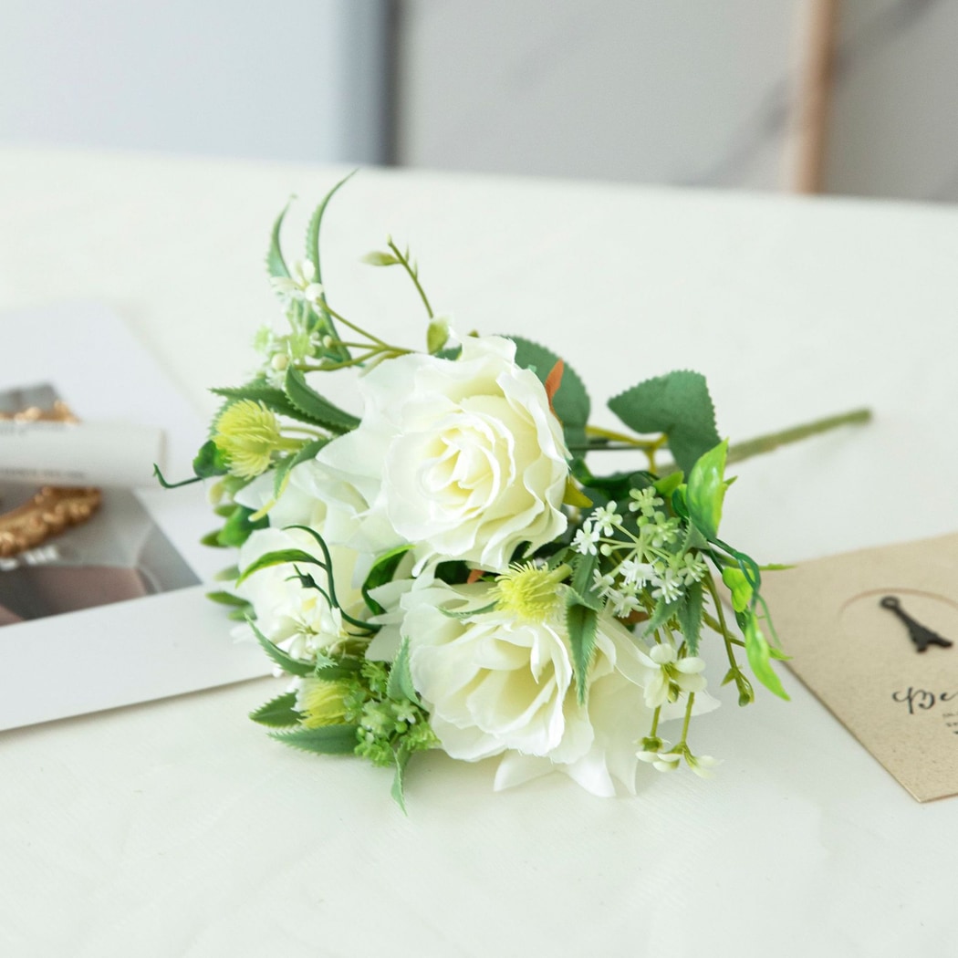 Roselle - Rolled Edge Rose Artificial Flowers Bouquet