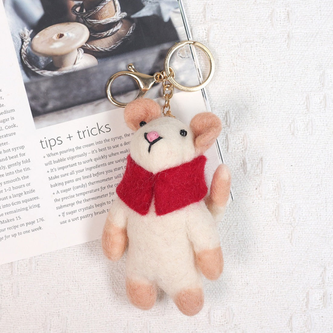 Handcrafted Wool Felt Cute Mouse Keychain