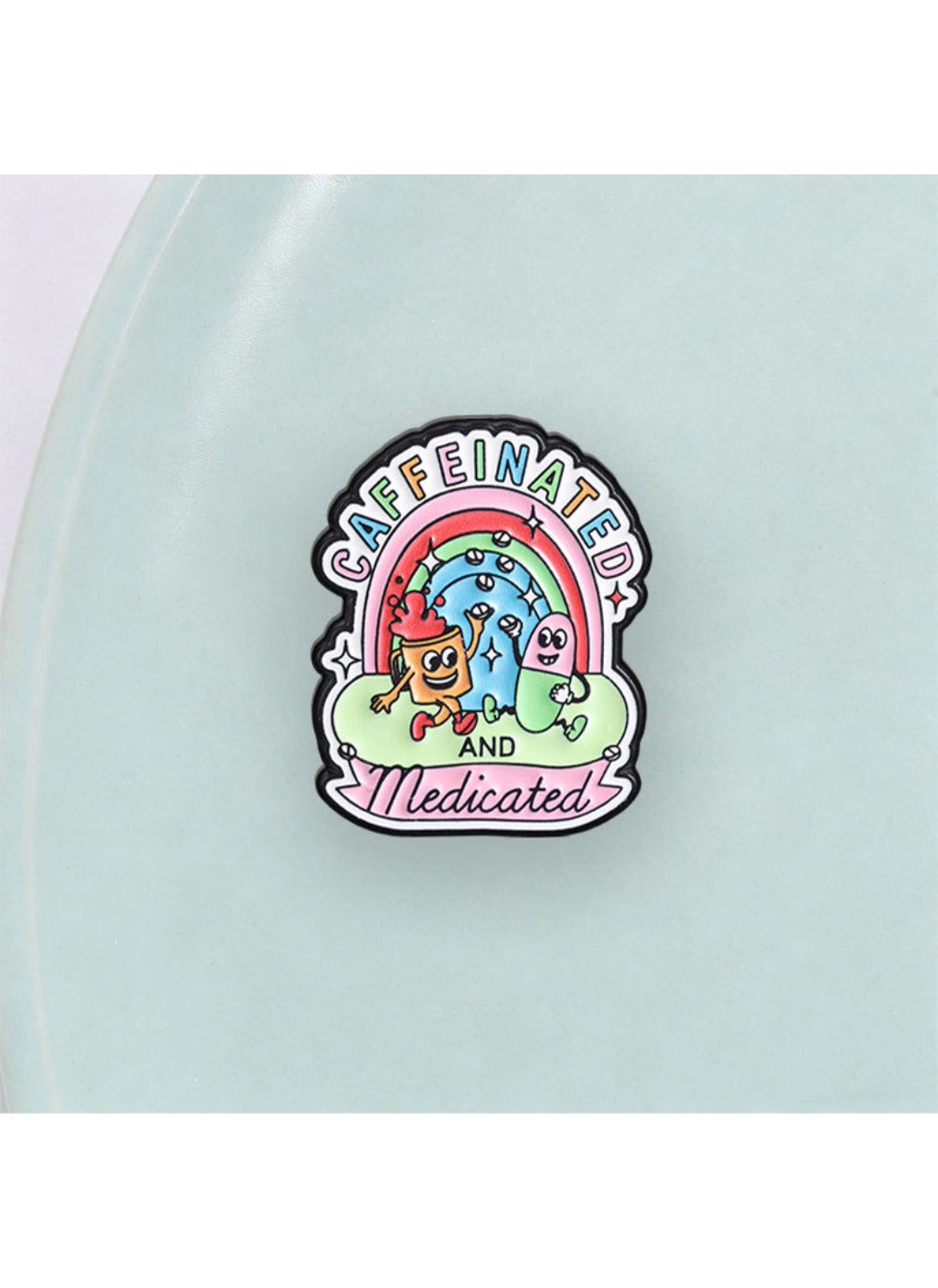 Pinori - Cute Cartoon Rainbow Coffee Capsule Pin Brooch Badge