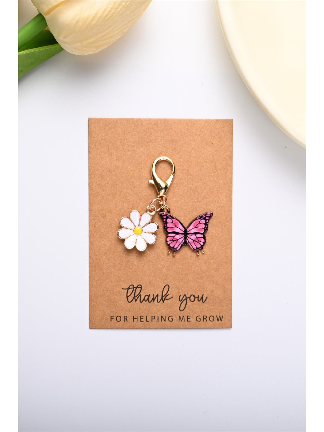 Taphug - Colorful Thank You Enamel Butterfly Daisy Keychain