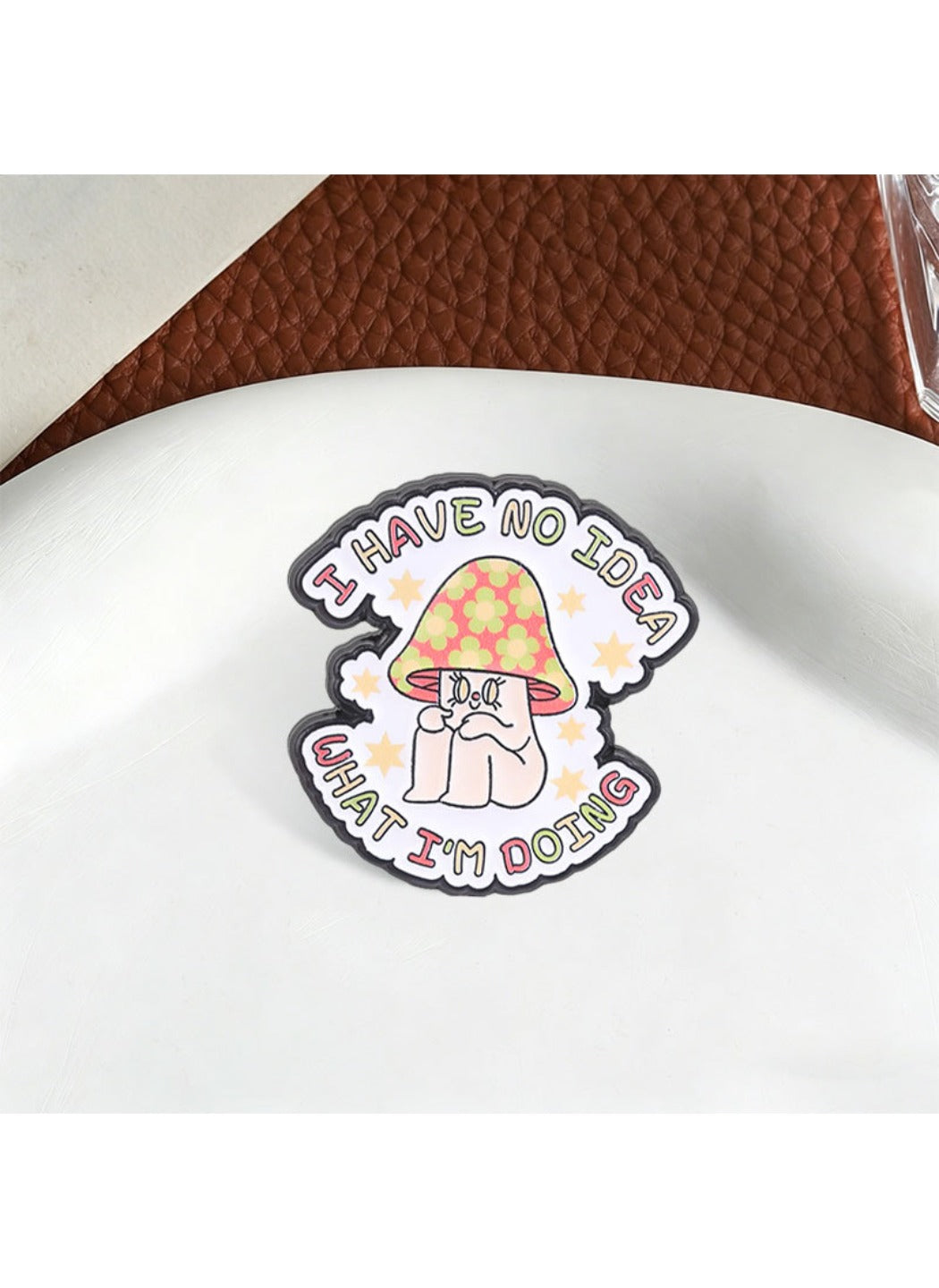 Pinori - Cute Cartoon Mushroom Character with Slogan Pin Brooch Badge