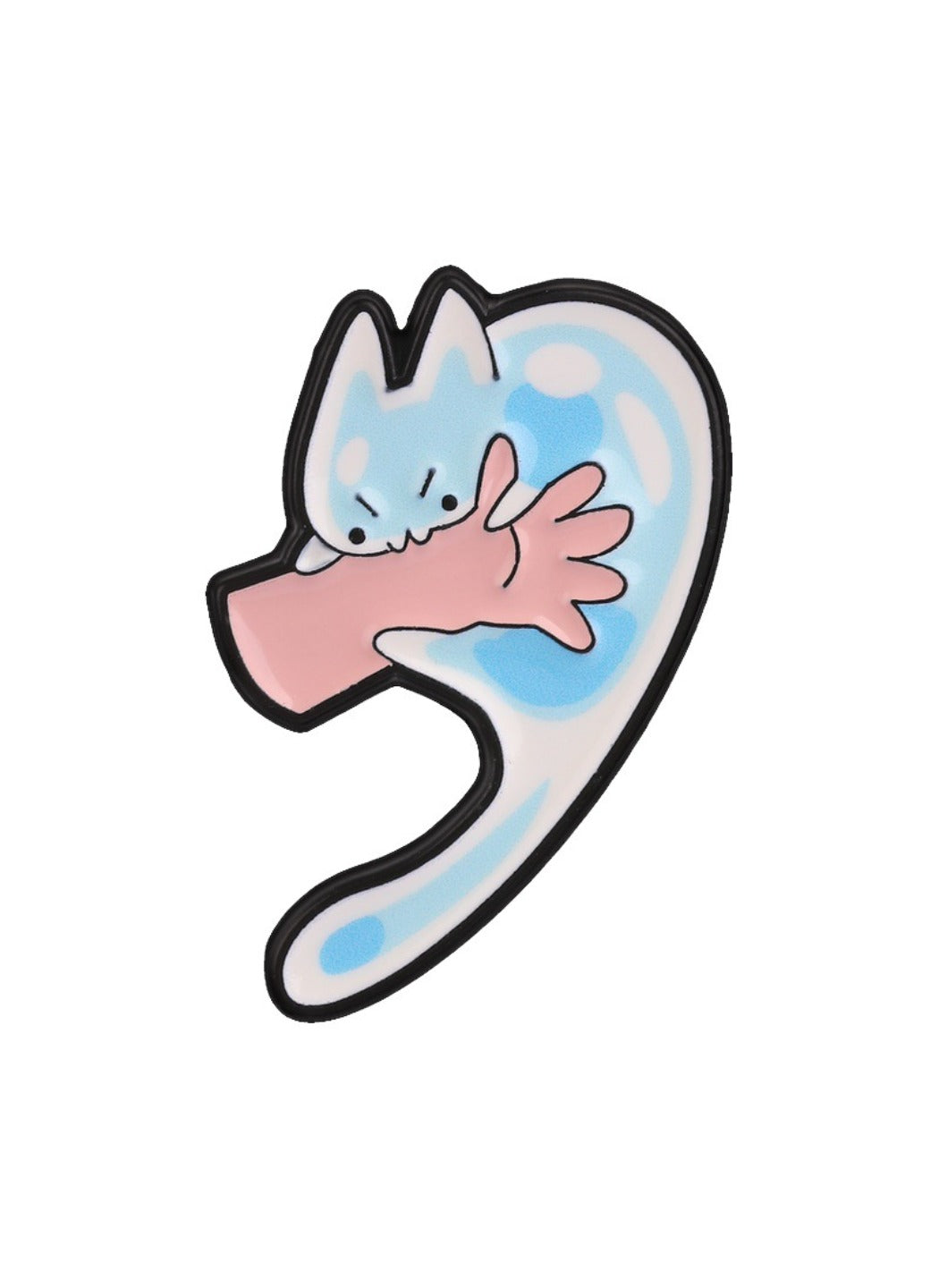 Pinori -  Cute Cartoon Funny Distorted Blue Kitten Pin Brooch Badge