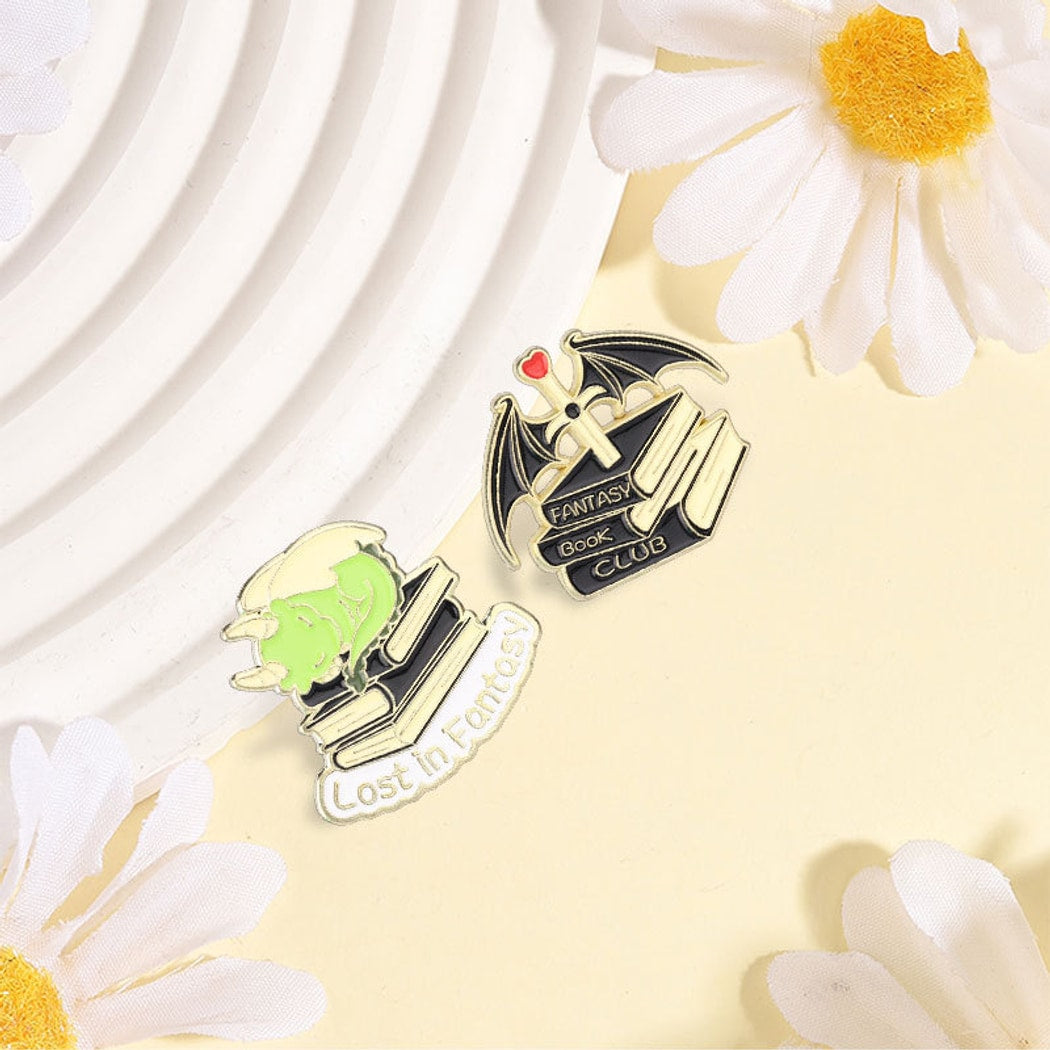 Pinori - Fantasy Dragon Book Motif Decorative Pin