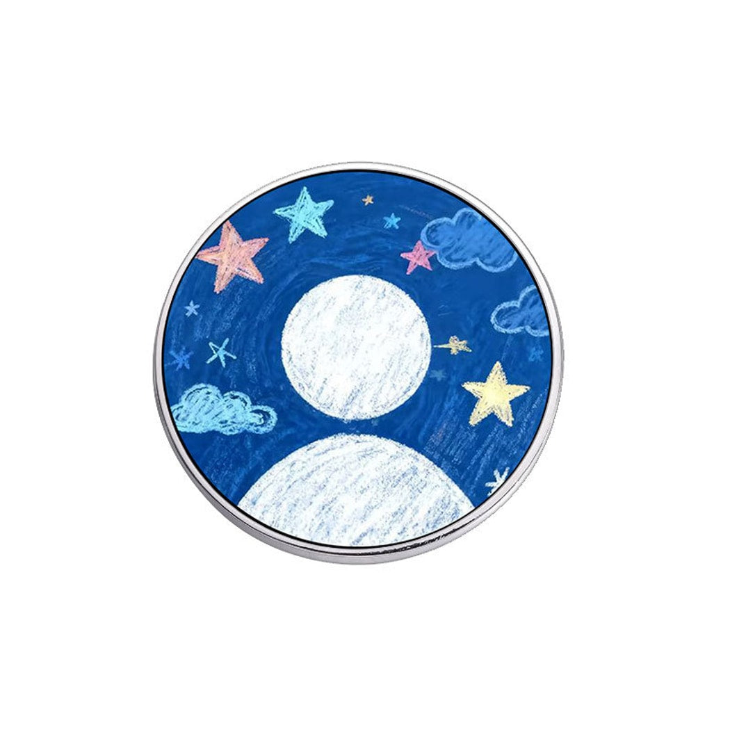 Pinori - Blue Tones Artful Night Sky Round Pin