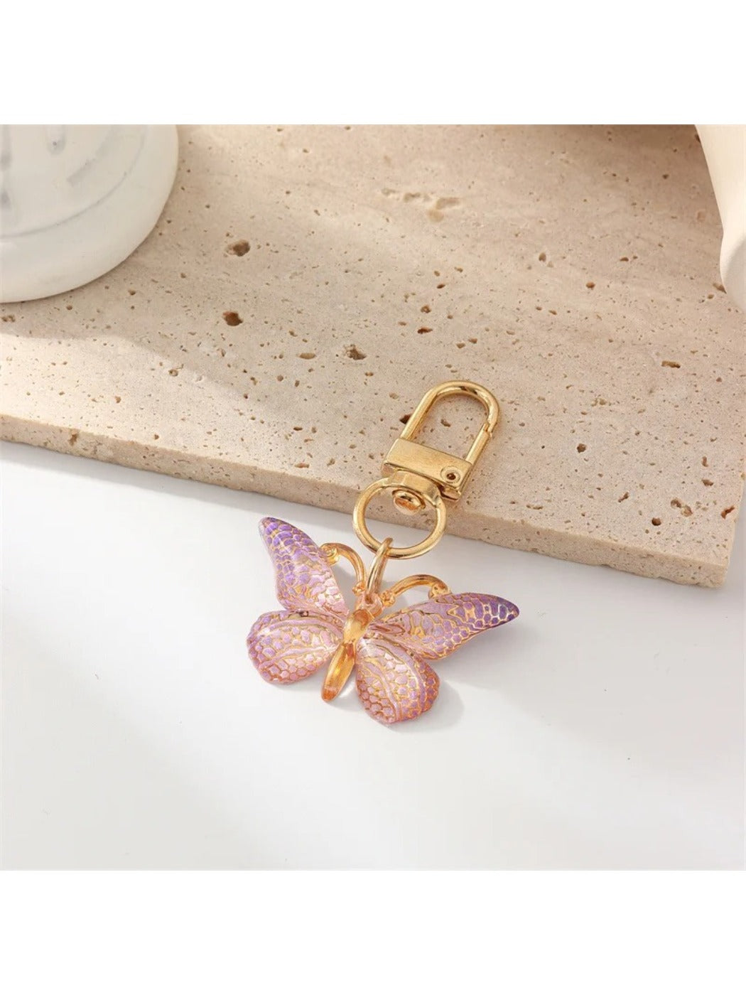 Taphug butterfly acrylic keychain with vibrant gradient colors and metal ring