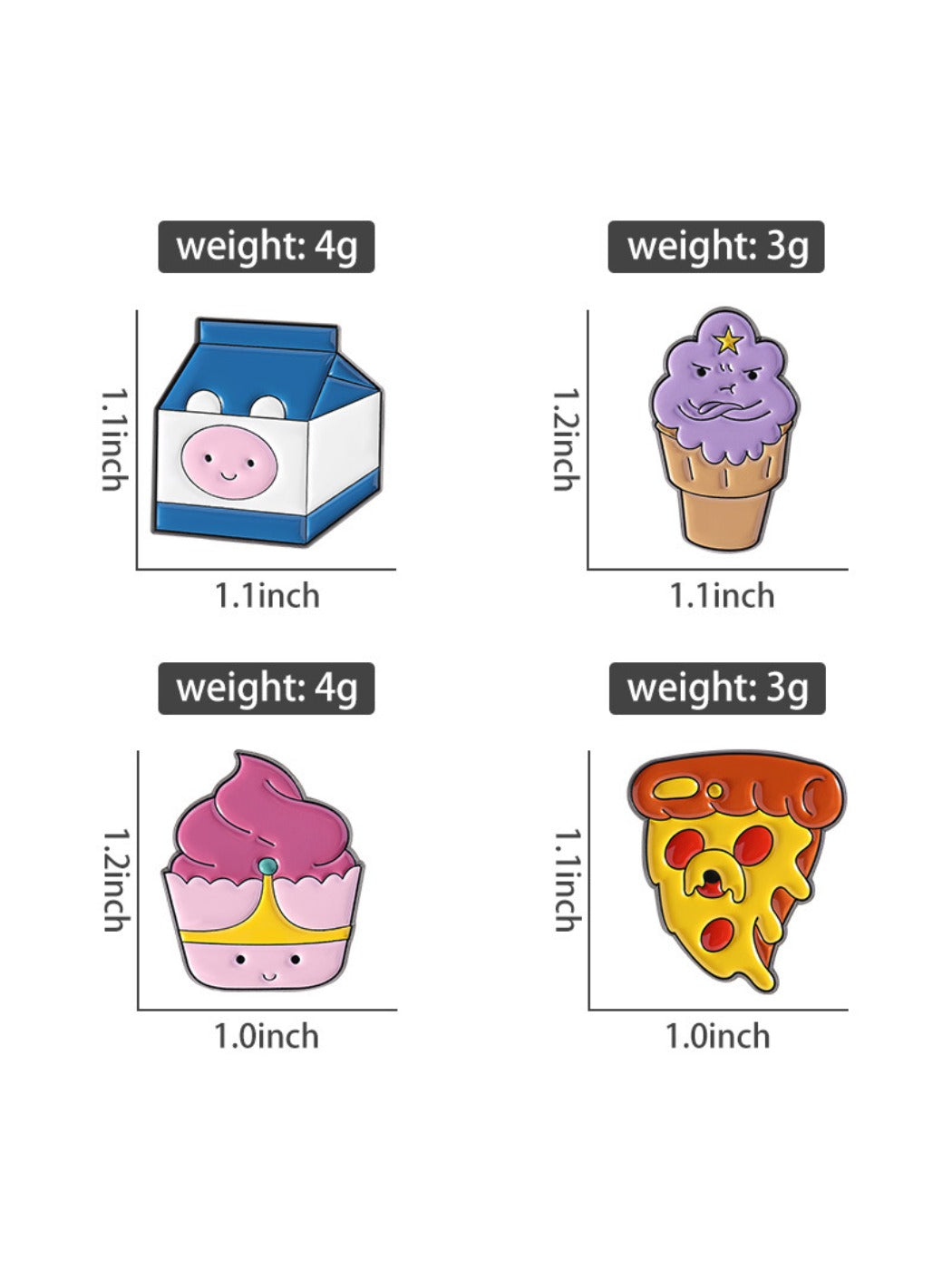 Pinori food shaped lapel pin held between fingers showing size