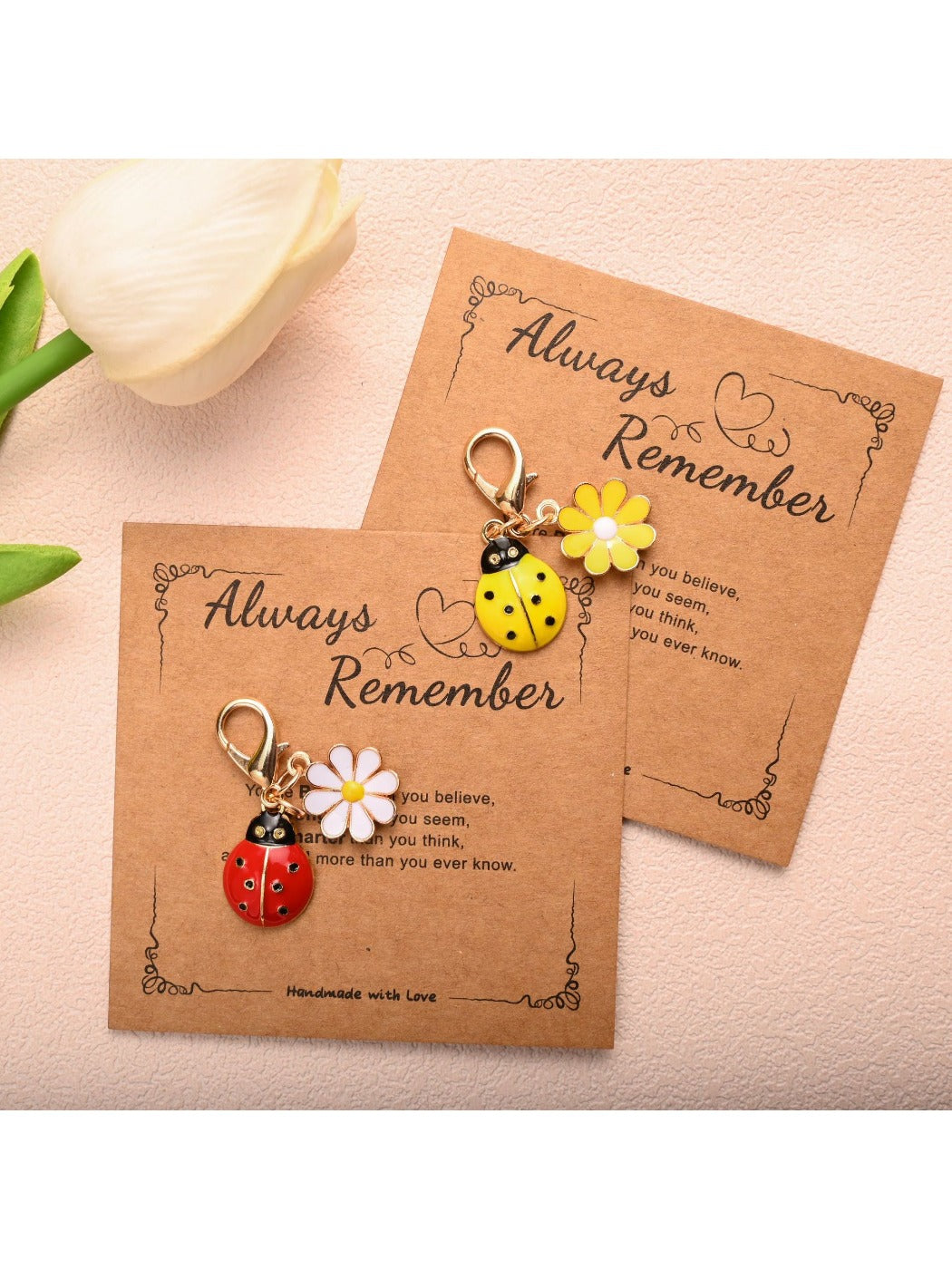 Taphug - Always Remember Keychain with Ladybug Daisy Charm