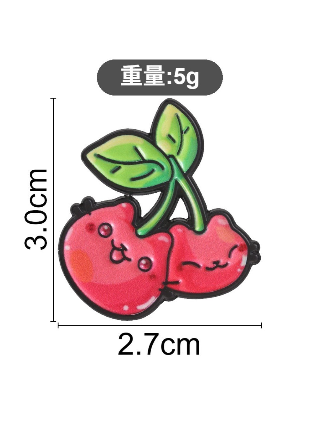 Pinori - Cute Cartoon Cherry Fruit & Kitten Pin Brooch Badge
