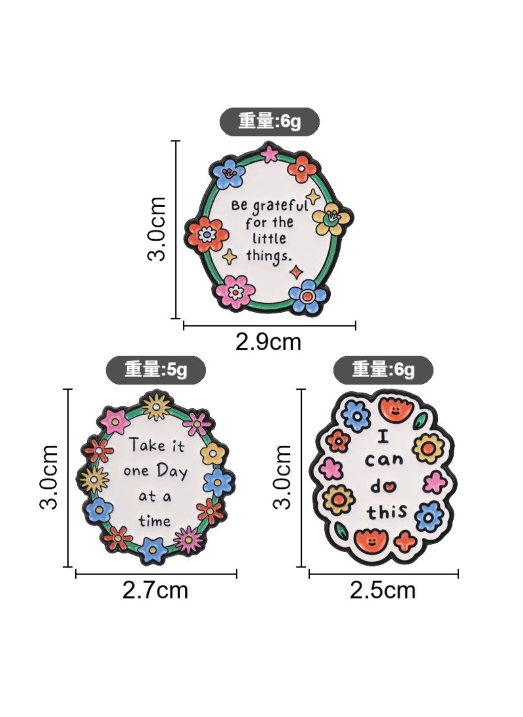 Pinori - Wreath Brooch Badge, Cute Cartoon Flower Wreath Pin