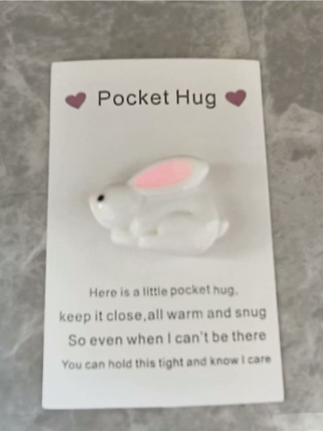 Taphug - Pocket Hug White Rabbit pocket hug card and keepsake token