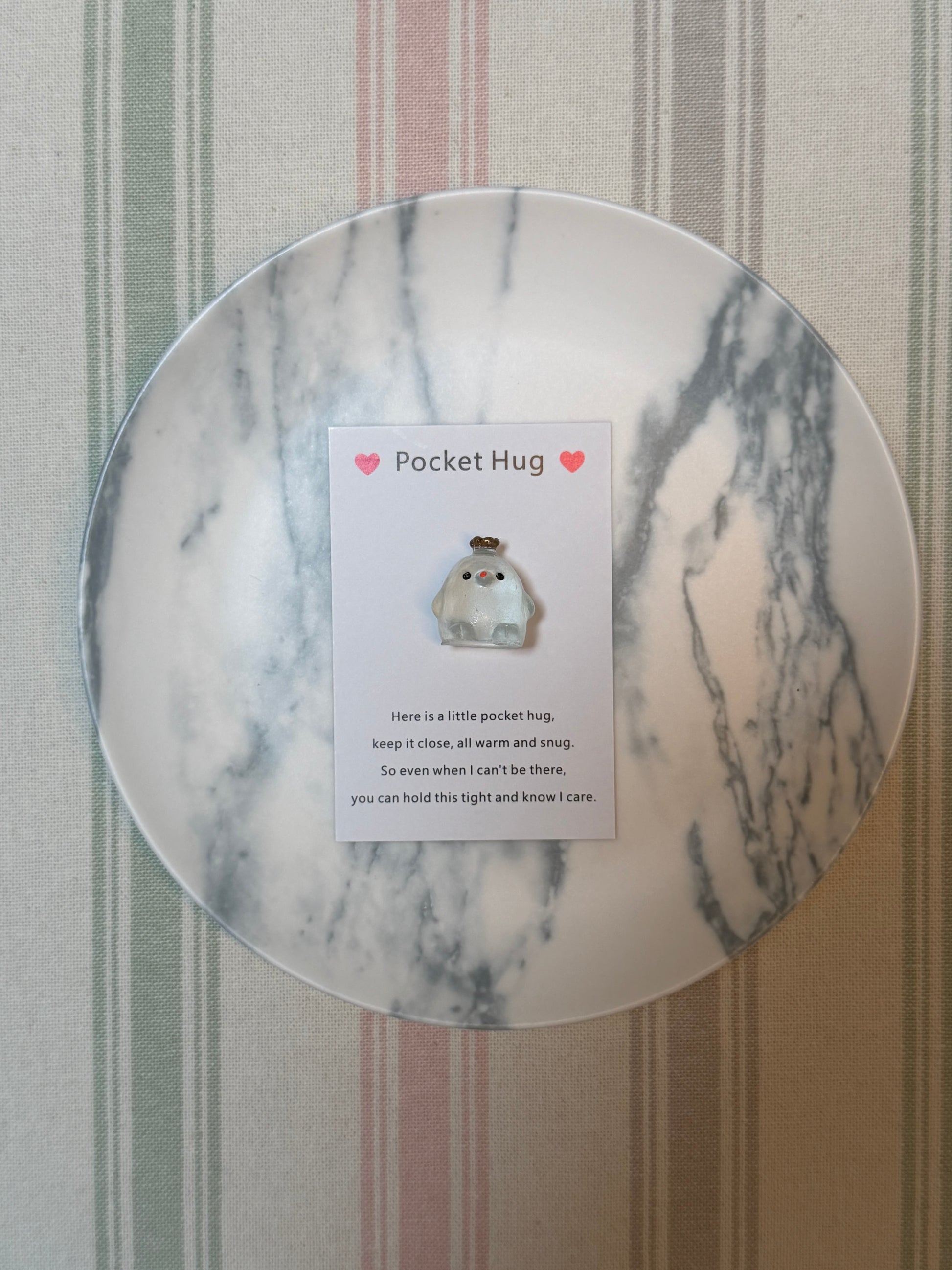 Pocket-sized printed card measuring about 8 x 5.4 cm with space for a short note