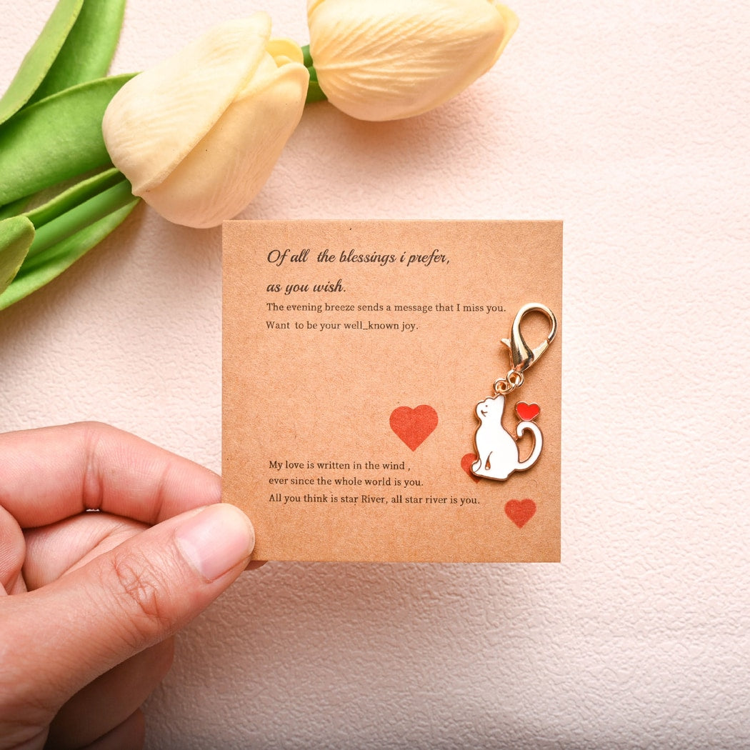 Taphug - Pocket Hug Cartoon Heart Cat Charm Keychain
