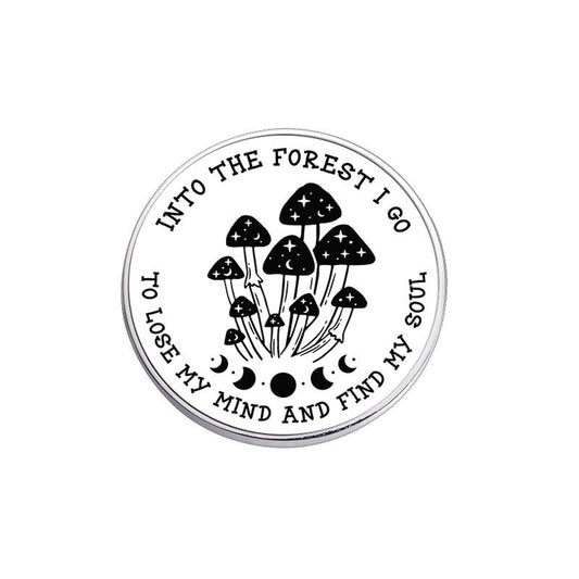 Pinori - Mushroom and Letter Circle Decorative Pin