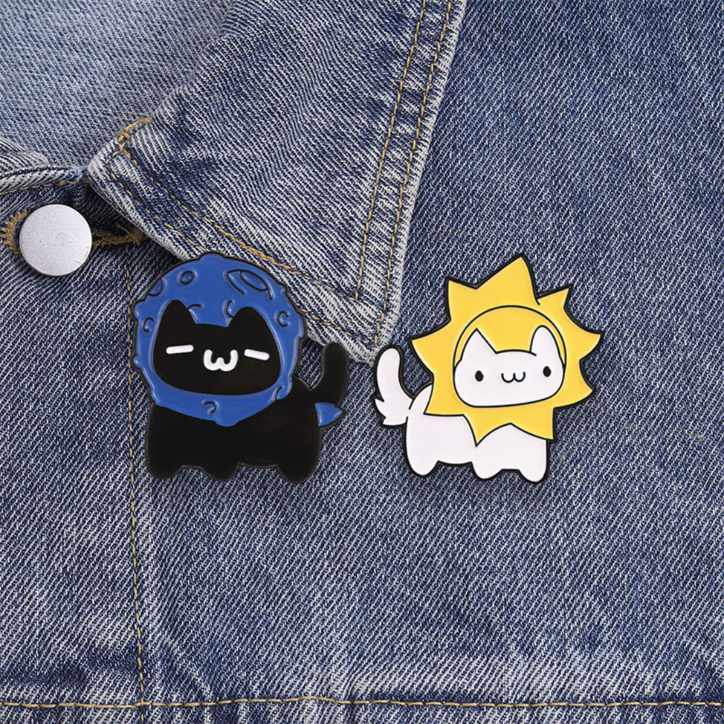 Pinori Cat and Sun Enamel Pin Set
