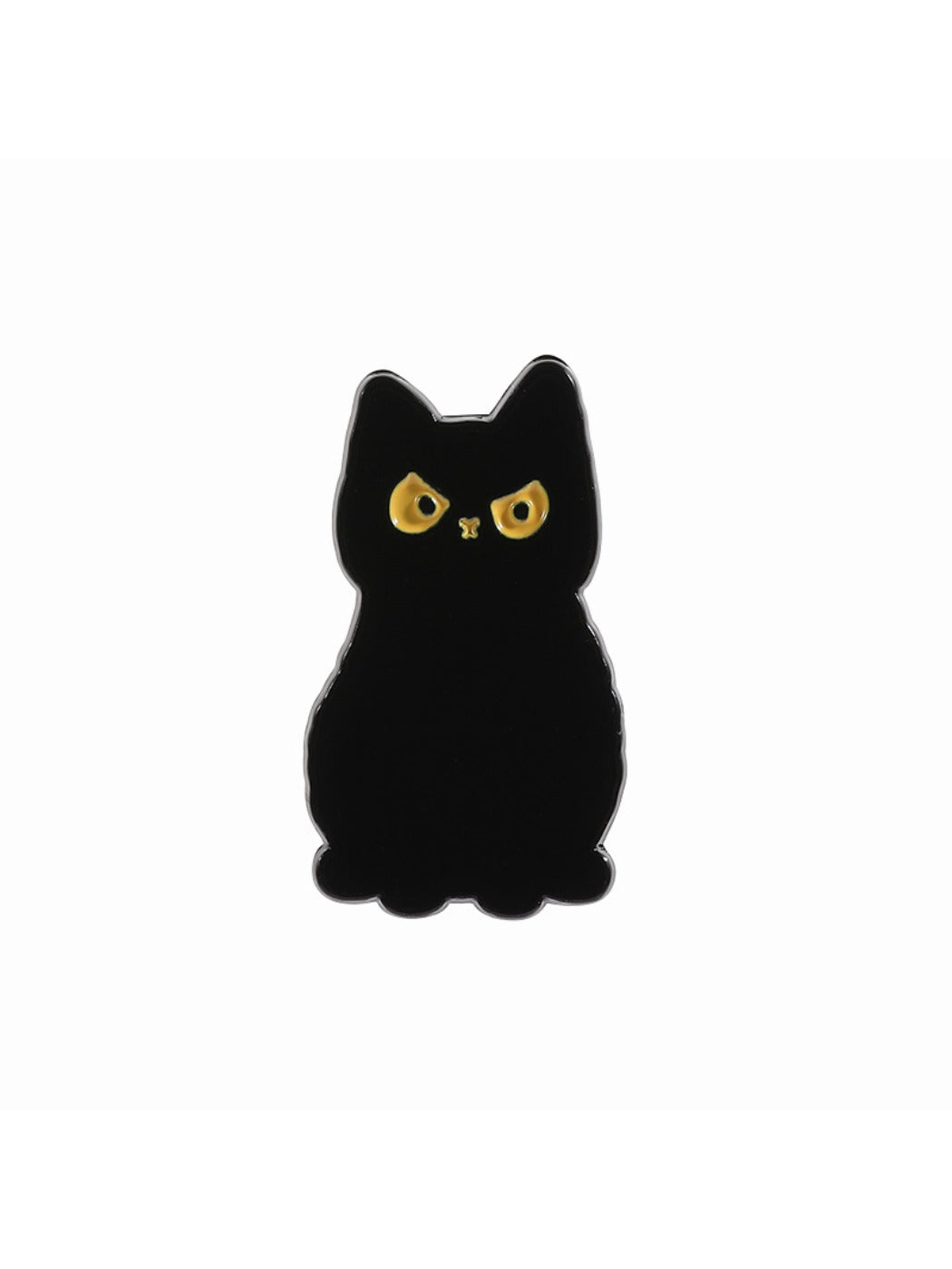 Pinori black cat and frog pin close-up highlighting enamel texture