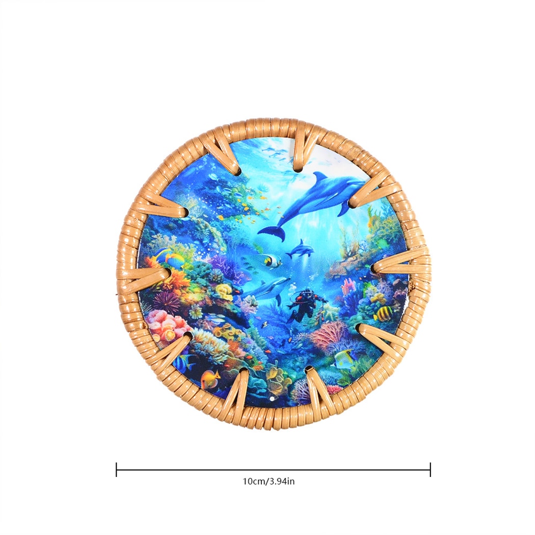 Thimara - Ocean Theme Painted Round Coaster