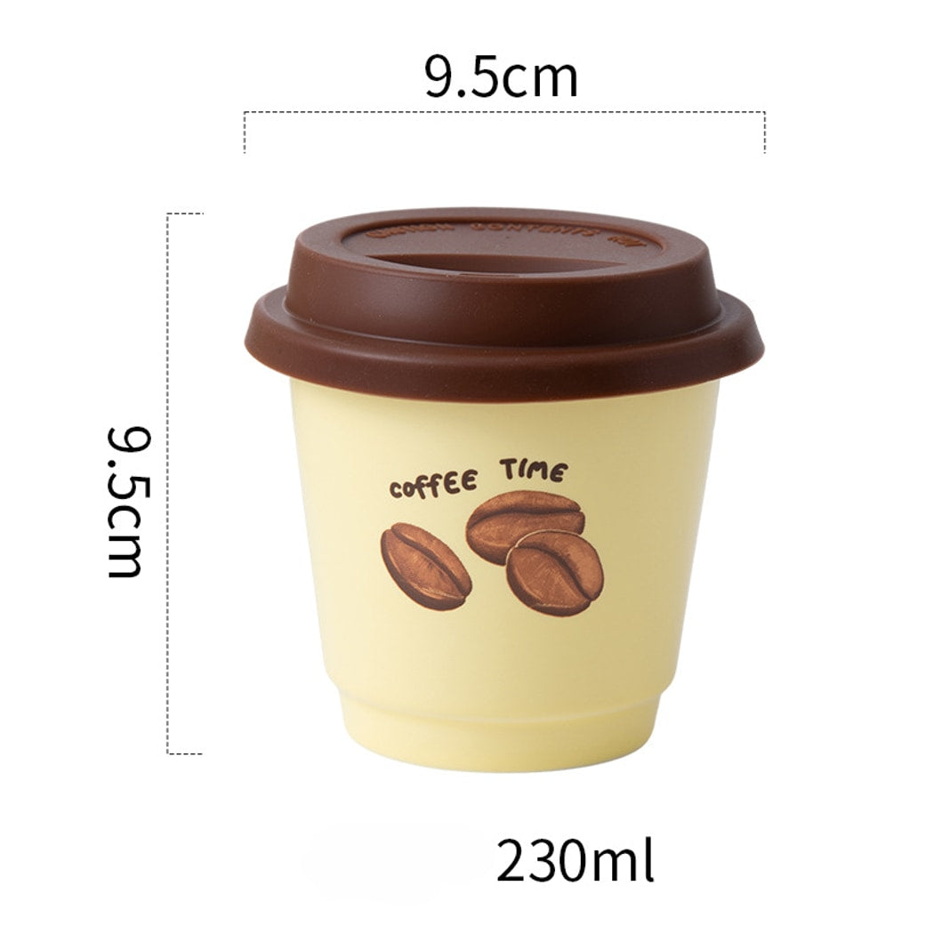 Mivora - Coffee Bean Print Lidded Round Coffee Cup
