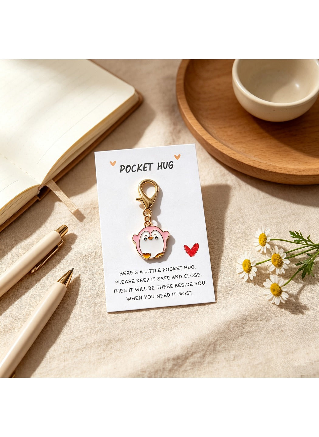 Taphug  - Alloy Pocket Hug Card Cute Penguin Keychain