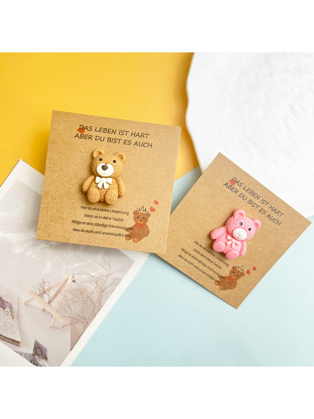 Taphug DIY bear pocket hug card displayed partially open revealing inner message area