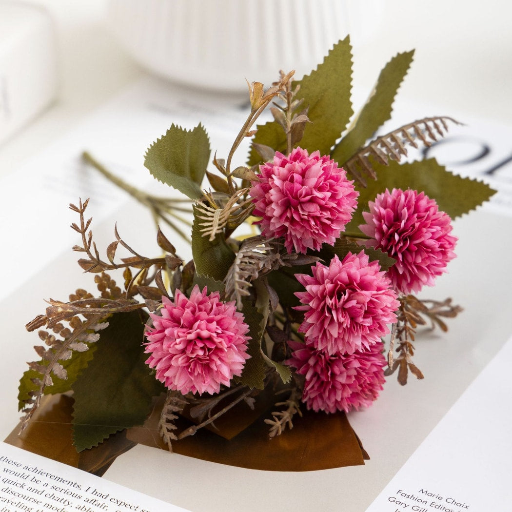 Roselle - Layered Artificial Ball Chrysanthemums Bouquet