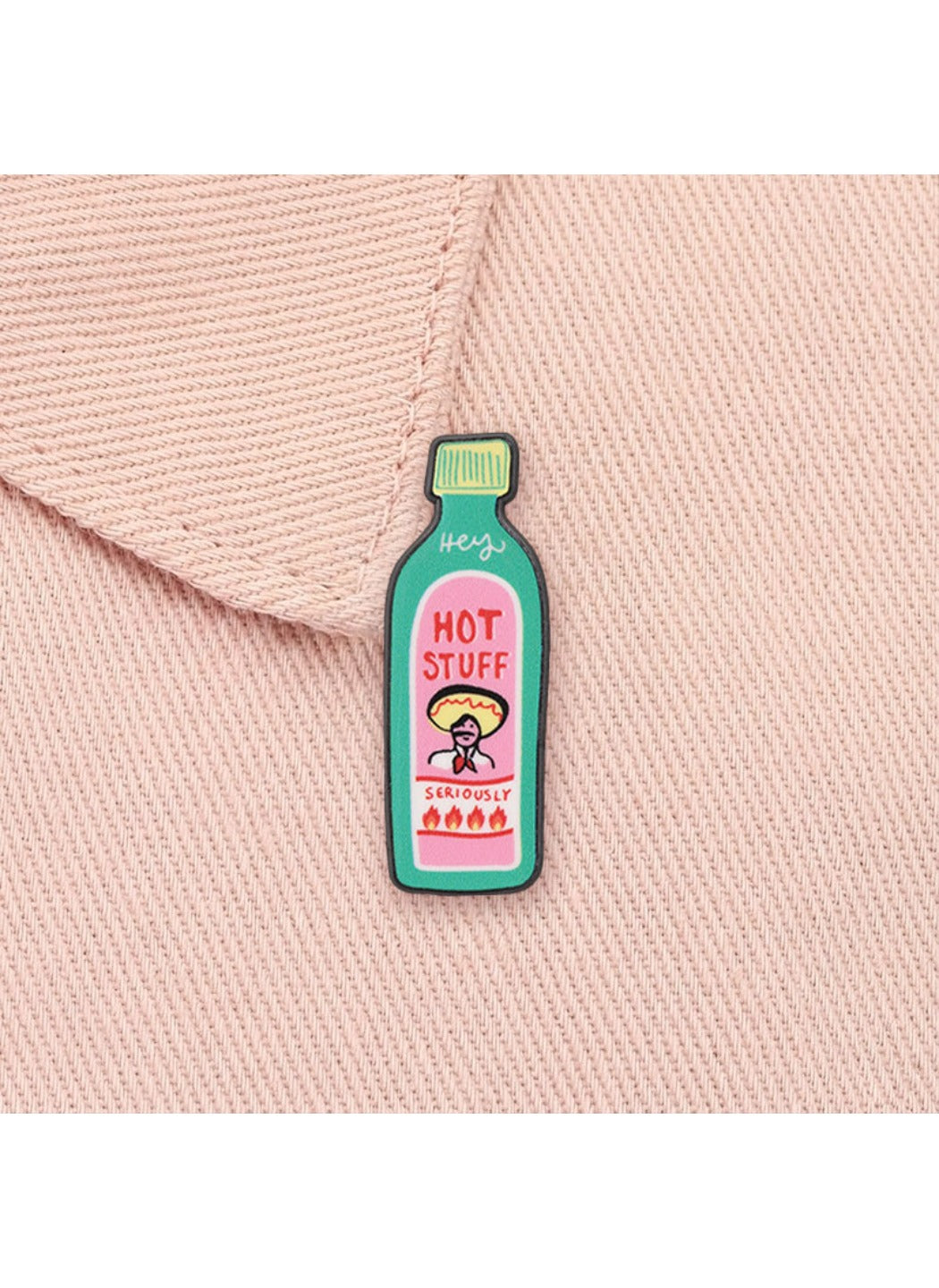 Pinori - Cute Retro Funny Hot Sauce Bottle Badge Pin