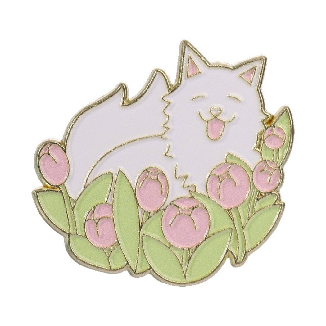 Pinori - Floral Cartoon Cat Outfit Accent Brooch