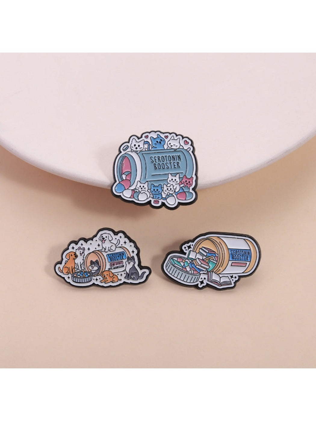Pinori - Cute Cat Dog Brooch