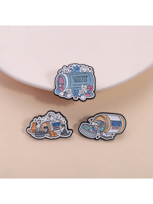 Pinori - Cute Cat Dog Brooch