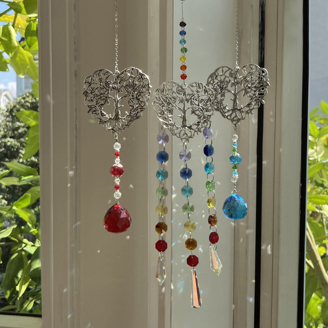 Somnira Heart Tree suncatcher hanging decor with colorful glass beads and metal branches