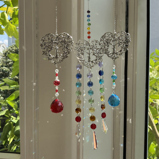 Somnira Heart Tree suncatcher hanging decor with colorful glass beads and metal branches