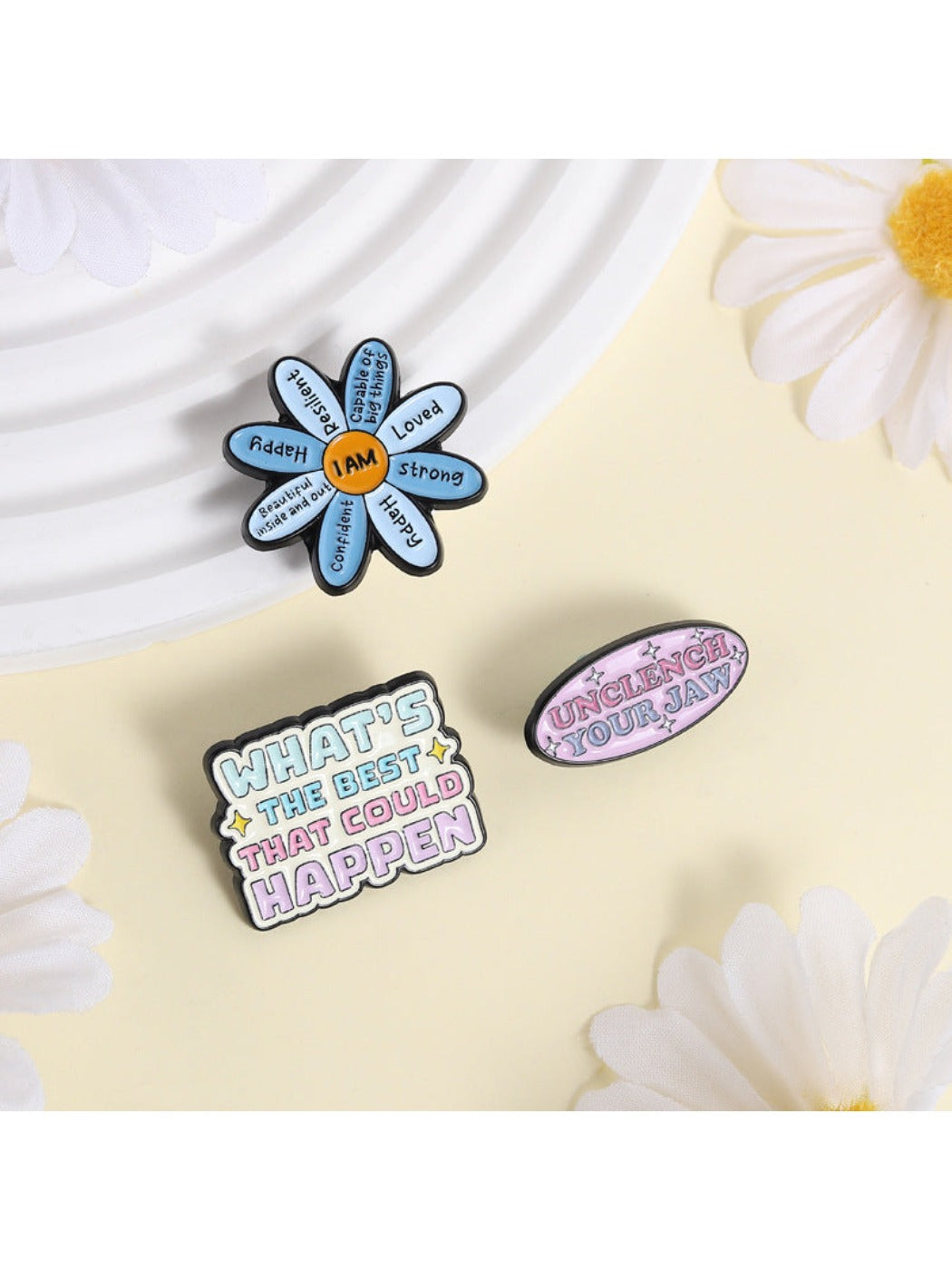 Pinori - Blue Flower Motivational Quote Brooch