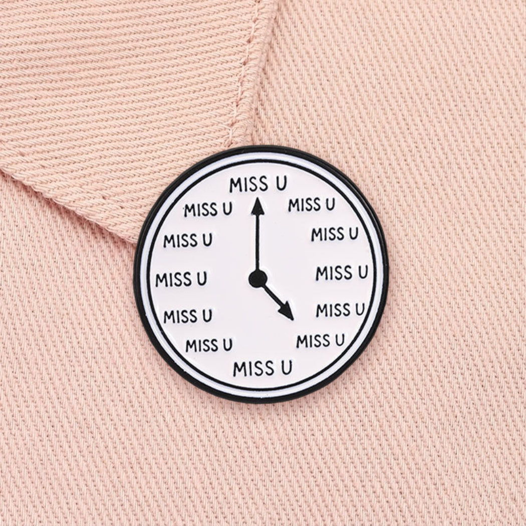 Pinori Miss You Clock Enamel Pin
