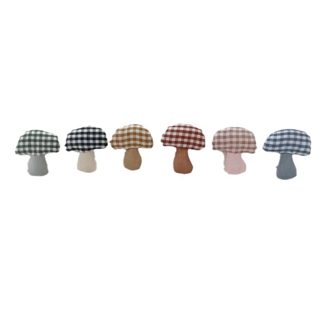 Pinori - Checked Pattern Mushroom Shape Pin