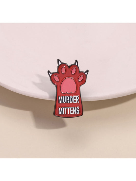 Pinori bear paw and cat paw brooch with cute animal design on white background