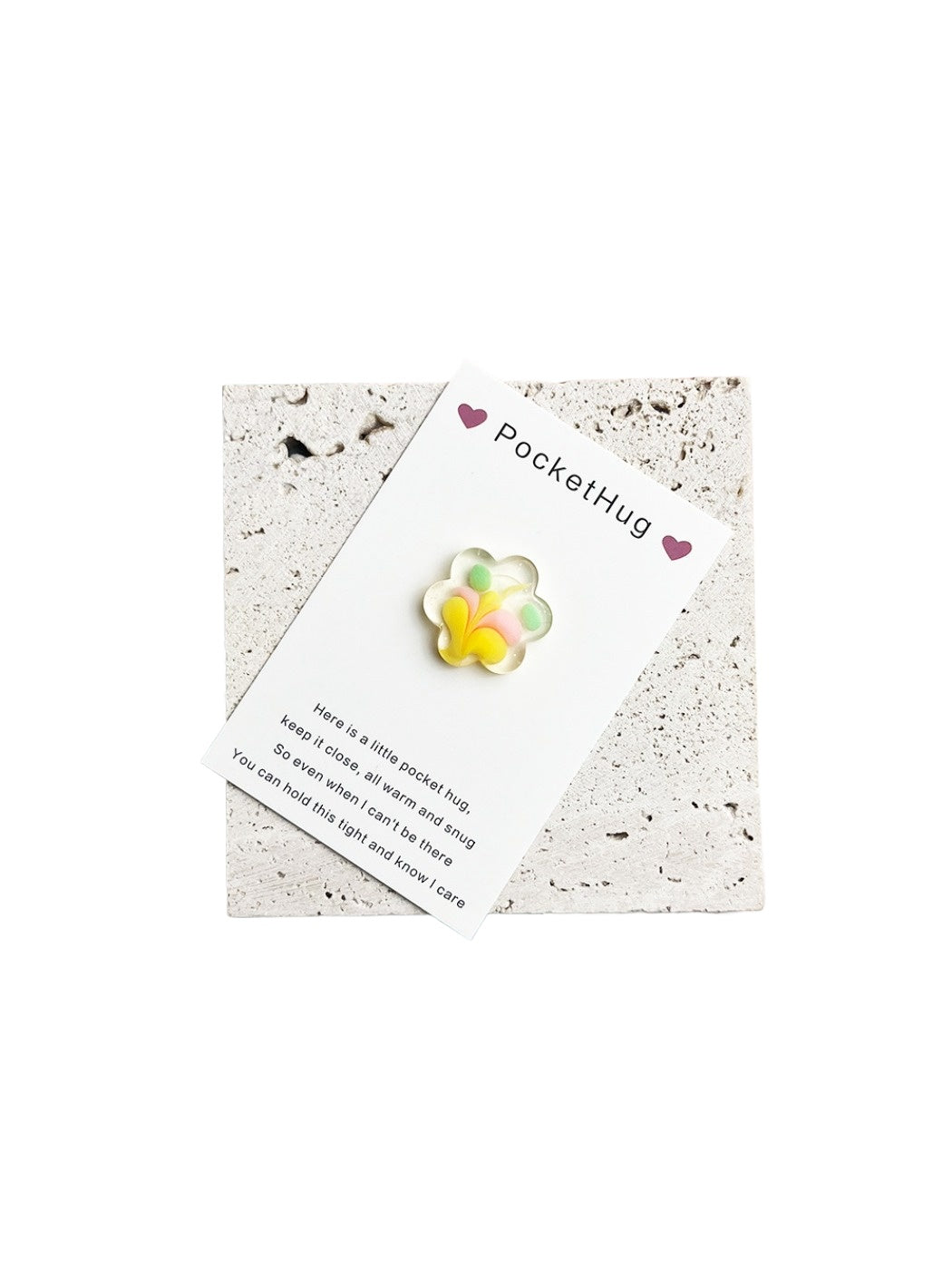 Taphug - Pocket Hug Colorful Resin Flower pocket hug card and keepsake token view 6